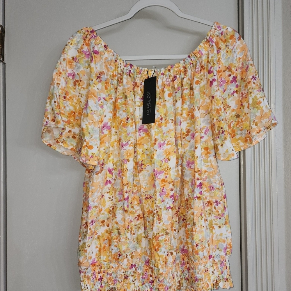 Rachel Zoe Yellow and Pink Floral Blouse